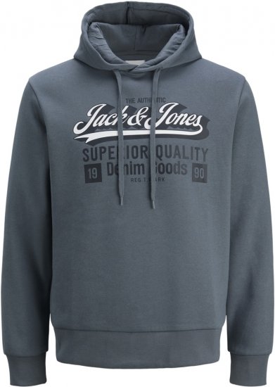 Jack & Jones 2 COL LOGO Hoodie Grey - Суичъри & cуичъри с качулка - мъжки суичъри големи размери