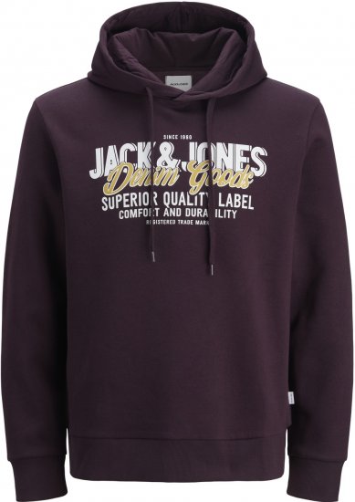Jack & Jones 2 COL LOGO Hoodie Purple - Суичъри & cуичъри с качулка - мъжки суичъри големи размери