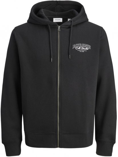Jack & Jones Makoto Hoodie with Zipper Black - Суичъри & cуичъри с качулка - мъжки суичъри големи размери