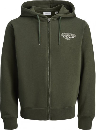 Jack & Jones Makoto Hoodie with Zipper Green - Суичъри & cуичъри с качулка - мъжки суичъри големи размери