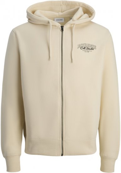 Jack & Jones Makoto Hoodie with Zipper White - Суичъри & cуичъри с качулка - мъжки суичъри големи размери