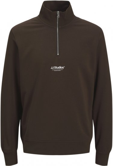 Jack & Jones Soho Sweatshirt with Zipper Brown - Суичъри & cуичъри с качулка - мъжки суичъри големи размери