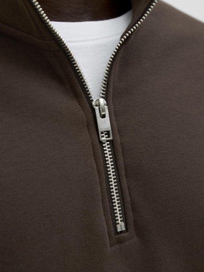 Jack & Jones Soho Sweatshirt with Zipper Brown - Суичъри & cуичъри с качулка - мъжки суичъри големи размери