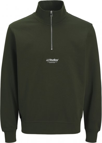 Jack & Jones Soho Sweatshirt with Zipper Green - Суичъри & cуичъри с качулка - мъжки суичъри големи размери