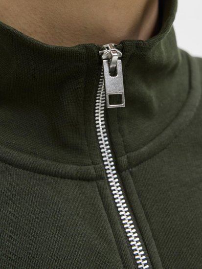 Jack & Jones Soho Sweatshirt with Zipper Green - Суичъри & cуичъри с качулка - мъжки суичъри големи размери