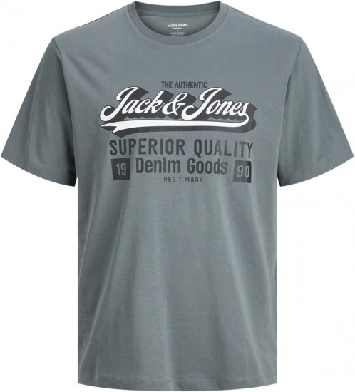 Jack & Jones Logo 2COL T-shirt Grey - Тениски - мъжки тениски големи размери
