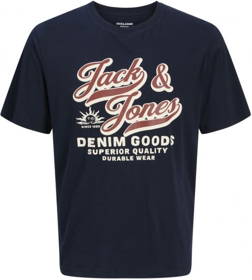 Jack & Jones Logo 2COL T-Shirt Blue - Тениски - мъжки тениски големи размери