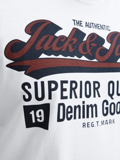 Jack & Jones Logo 2COL T-Shirt White - Тениски - мъжки тениски големи размери