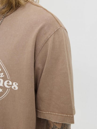 Jack & Jones Dover T-shirt Short Sleeve Brown - Тениски - мъжки тениски големи размери