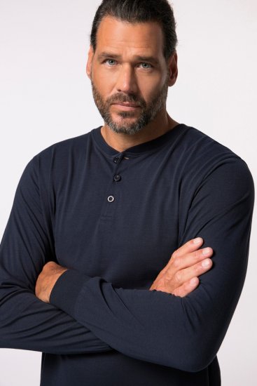 JP1880 Henley Long Sleeved Night Dress Navy - Бельо & Бански шорти - Мъжко бельо големи размери