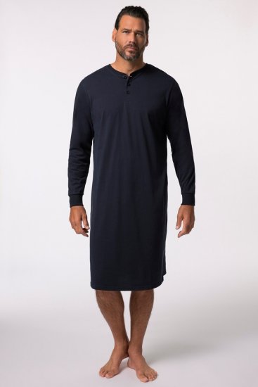 JP1880 Henley Long Sleeved Night Dress Navy - Бельо & Бански шорти - Мъжко бельо големи размери
