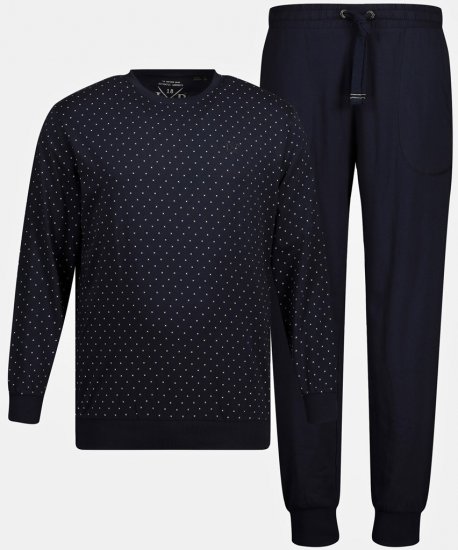 JP1880 Pyjamas Two-piece Long Sleeve and Long Trousers Navy - Бельо & Бански шорти - Мъжко бельо големи размери