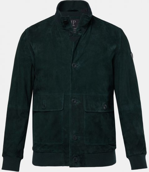 JP1880 Leather Jacket Suede with Stand-up Collar Dark Green - Якета - мъжки якета големи размери