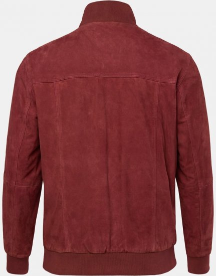 JP1880 Leather Jacket Suede with Stand-up Collar Red - Якета - мъжки якета големи размери