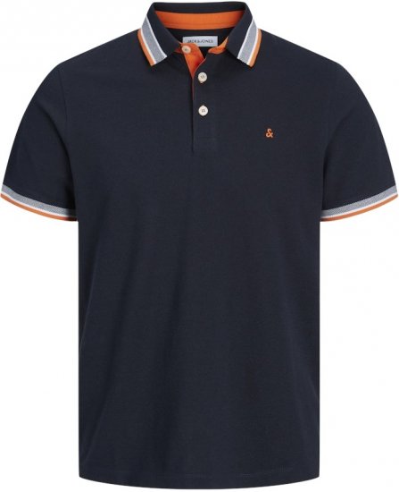 Jack & Jones Paulos Short Sleeve Polo Black Navy - Поло тениски - мъжки тениски с яка големи размери
