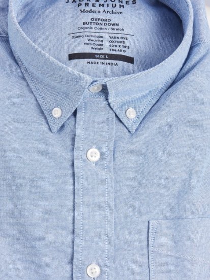 Jack & Jones Brook Oxford Shirt Long Sleeve Blue - Ризи - мъжки ризи големи размери