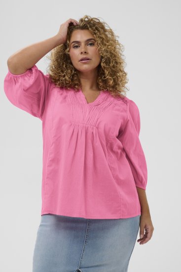 Kaffe Curve Karlia 3/4 Sleeve Blouse Pink - Блузи и туники - 