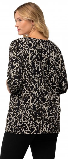 Ulla Popken Number Print 3/4 Sleeve Tee Black - Печатни тениски за жени - 