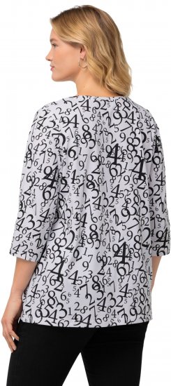 Ulla Popken Number Print 3/4 Sleeve Tee Snow White - Печатни тениски за жени - 