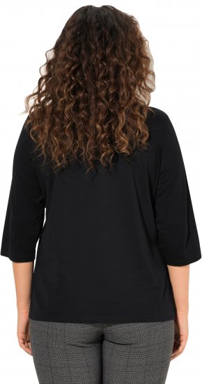 Ulla Popken Face 3/4 Sleeve Graphic Tee Black - Ulla Popken - 