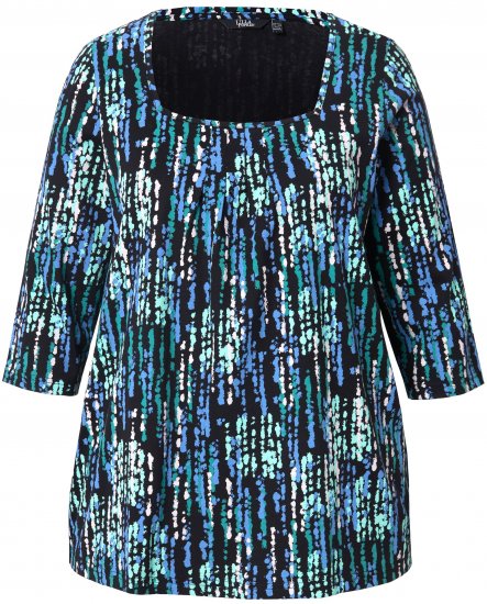 Ulla Popken Graphic Print Square Neck Tee Black - Печатни тениски за жени - 