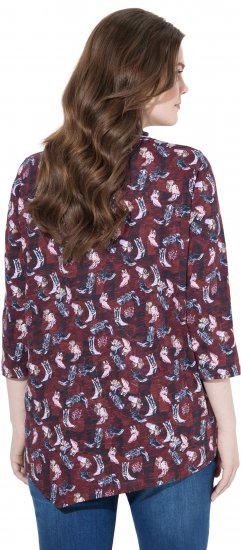 Ulla Popken Asymmetric Cowboy Boot Print Tee Dark Ruby - Печатни тениски за жени - 