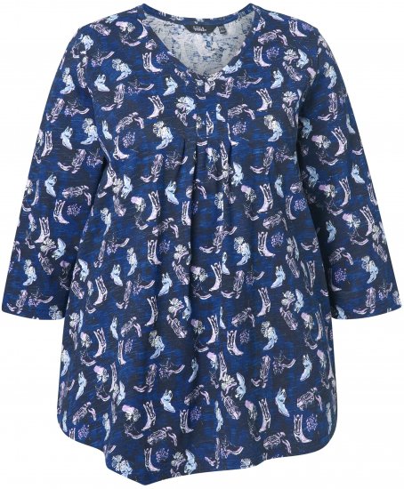 Ulla Popken Asymmetric Cowboy Boot Print Tee Dark Blue - Печатни тениски за жени - 