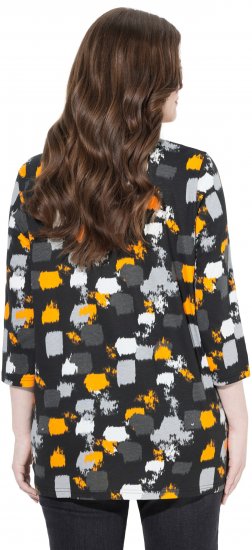 Ulla Popken Graphic Print 3/4 Sleeve Tee Black - Печатни тениски за жени - 
