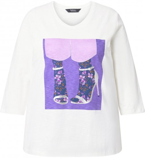 Ulla Popken Fashion Graphic T-Shirt Off-White - Печатни тениски за жени - 