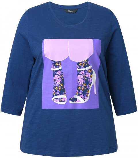 Ulla Popken Fashion Graphic T-Shirt Dark Blue - Печатни тениски за жени - 