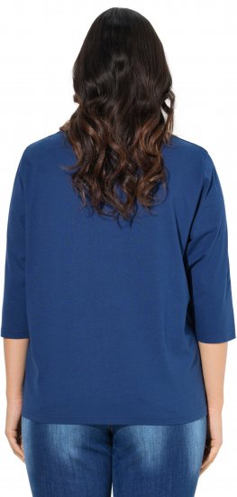 Ulla Popken Inspirational Graphic Lettering 3/4 Sleeve Tee Dark Blue - Печатни тениски за жени - 