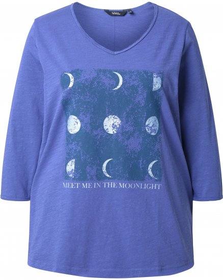 Ulla Popken Meet Me In The Moonlight 3/4 Sleeve Graphic Tee Atlantic Blue - Печатни тениски за жени - 