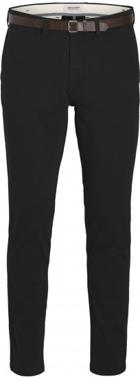 Jack & Jones Marco Adam Belted Slim Fit Chino Pants Black - Дънки и панталони - мъжки Дънки и панталони големи размери
