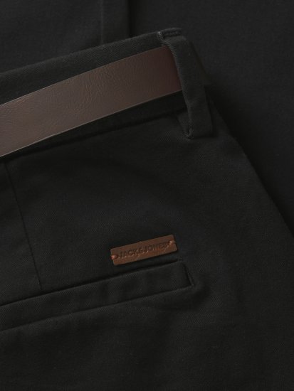 Jack & Jones Marco Adam Belted Slim Fit Chino Pants Black - Дънки и панталони - мъжки Дънки и панталони големи размери
