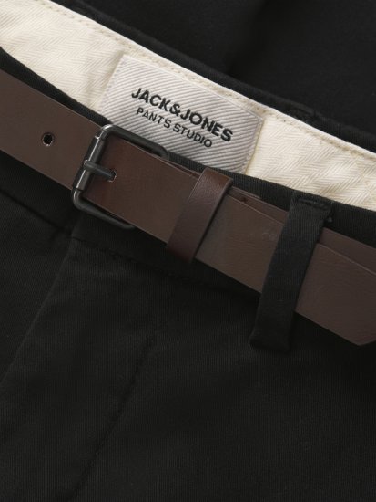 Jack & Jones Marco Adam Belted Slim Fit Chino Pants Black - Дънки и панталони - мъжки Дънки и панталони големи размери