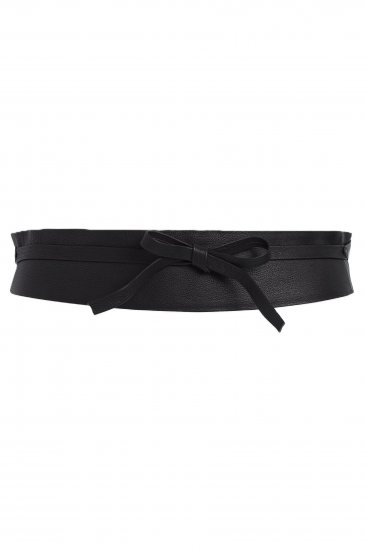 Ulla Popken Soft Leather Tie Belt Black - Дамски колани - 