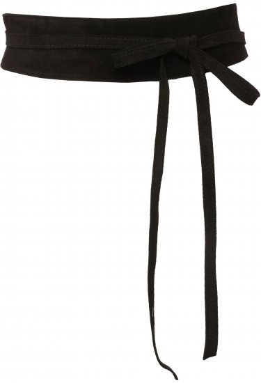 Ulla Popken Leather Tie Belt Black - Дамски колани - 