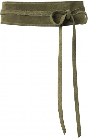 Ulla Popken Leather Tie Belt Olive Gray - Дамски колани - 