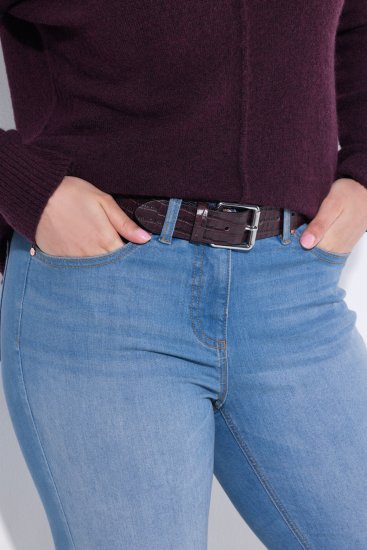 Ulla Popken Snake Embossed Belt Burgundy - Дамски колани - 