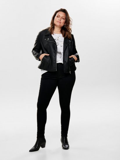 Only Carmakoma Emmy Biker Jacket Black - Кожени якета - 