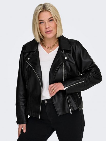 Only Carmakoma Emmy Biker Jacket Black - Кожени якета - 