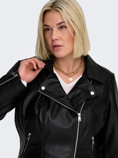 Only Carmakoma Emmy Biker Jacket Black - Кожени якета - 