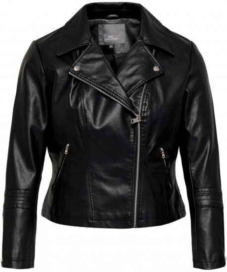 Only Carmakoma Emmy Biker Jacket Black - Кожени якета - 
