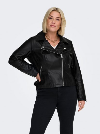 Only Carmakoma Emmy Biker Jacket Black - Кожени якета - 