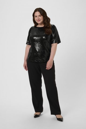 Kaffe Curve Mirana Sequin Blouse Black - Блузи - 