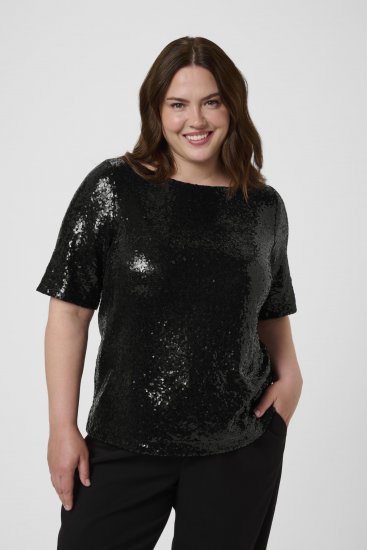 Kaffe Curve Mirana Sequin Blouse Black - Блузи - 