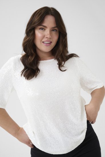 Kaffe Curve Mirana Sequin Blouse Chalk - Блузи - 