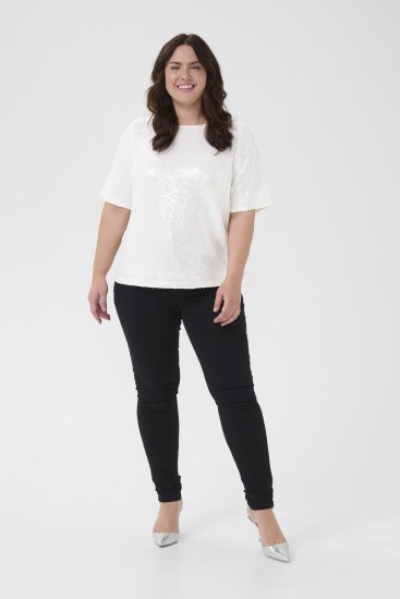 Kaffe Curve Mirana Sequin Blouse Chalk - Блузи - 