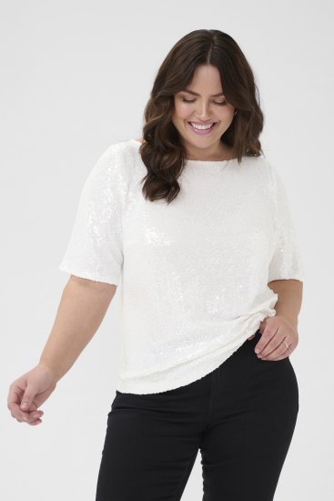 Kaffe Curve Mirana Sequin Blouse Chalk - Блузи - 