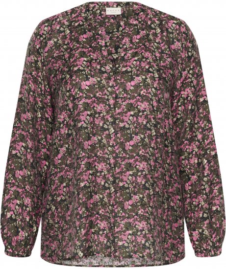 Kaffe Curve Belle Blouse Pink Black Graphic Flower - Блузи - 